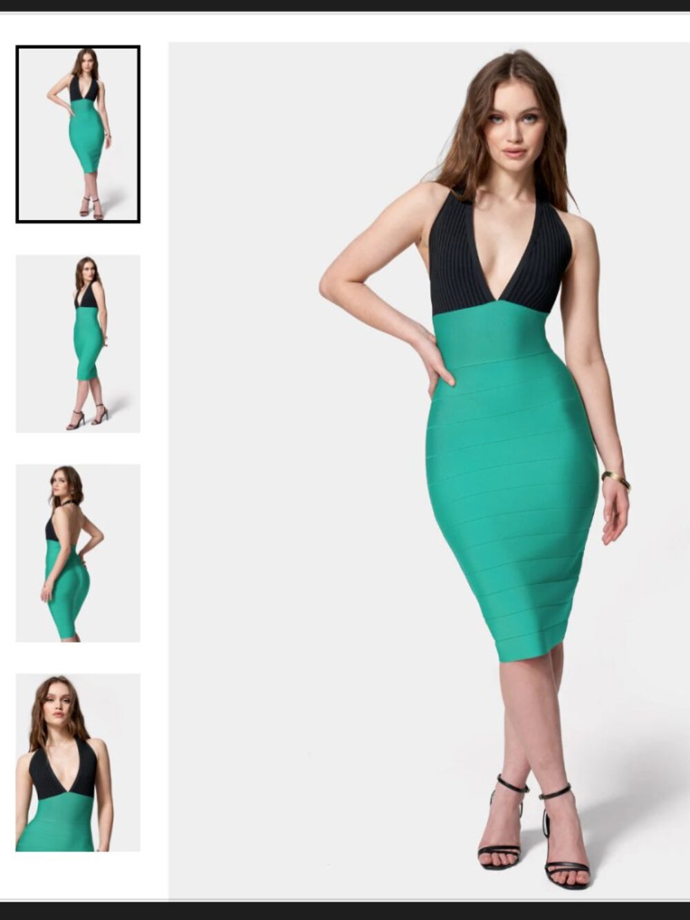 Bebe - Bandage 2 tone Midi Dress, XS - NWT - $150, black & green